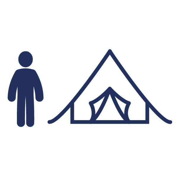 Icon of a person standing next to a tent
